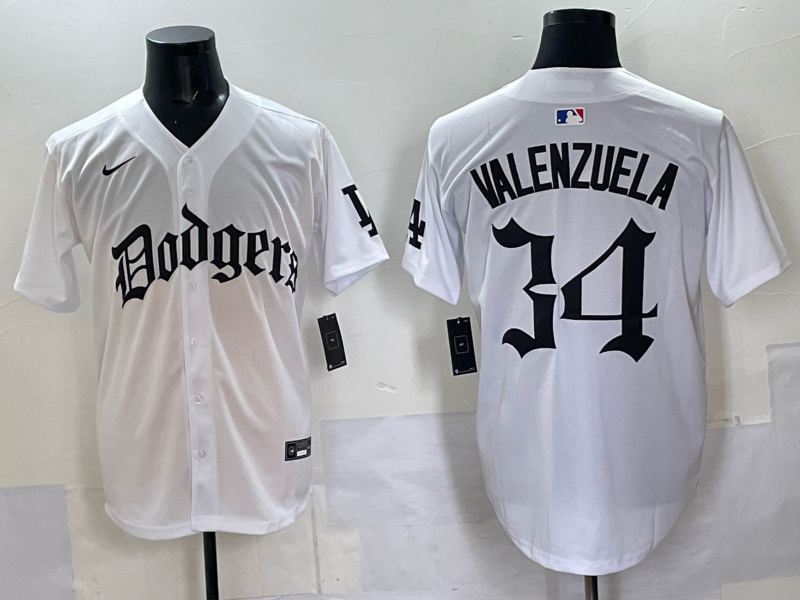 Men Los Angeles Dodgers 34 Valenzuela white Nike 2025 MLB jersey 002